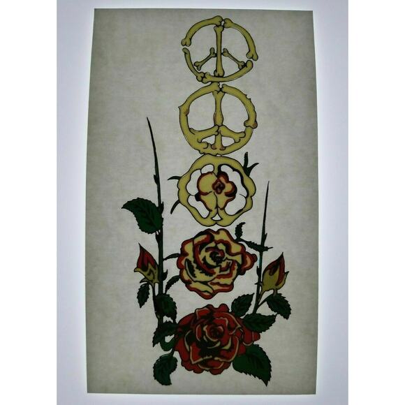 Grateful Dead Sticker Original 1980s Car Window Sticker Bones Roses Peace Sign - Picture 1 of 4